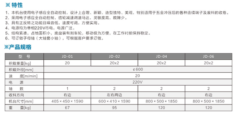 臥式雙盤端子收料機WSQ-02參數(shù)